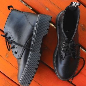 Doc Martin Style Black Lace-Up Up Platform Boots Size 8.5